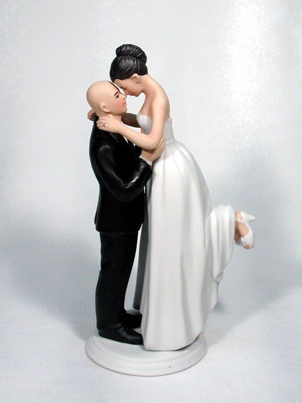 Interracial couple wedding cake toppers